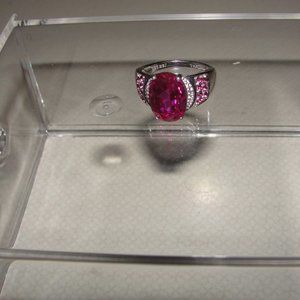 2.62CT Oval Lab Bixbite, .43CTW Rhodolite Ring 8
